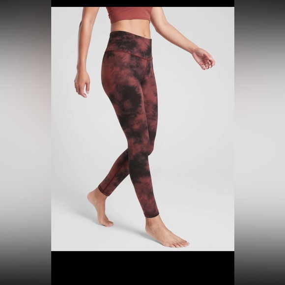 Athleta Pants - Athleta Elation 7/8 Tight in Ice Dye Pink Black size L 22” Activewear Yoga